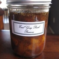 a jar of earl grey peach preserves