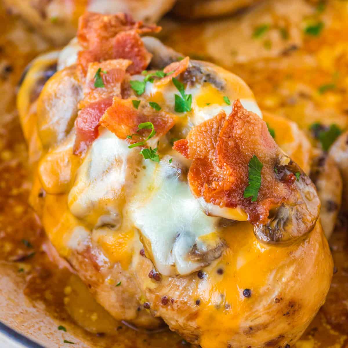 alice springs chicken on a plate.