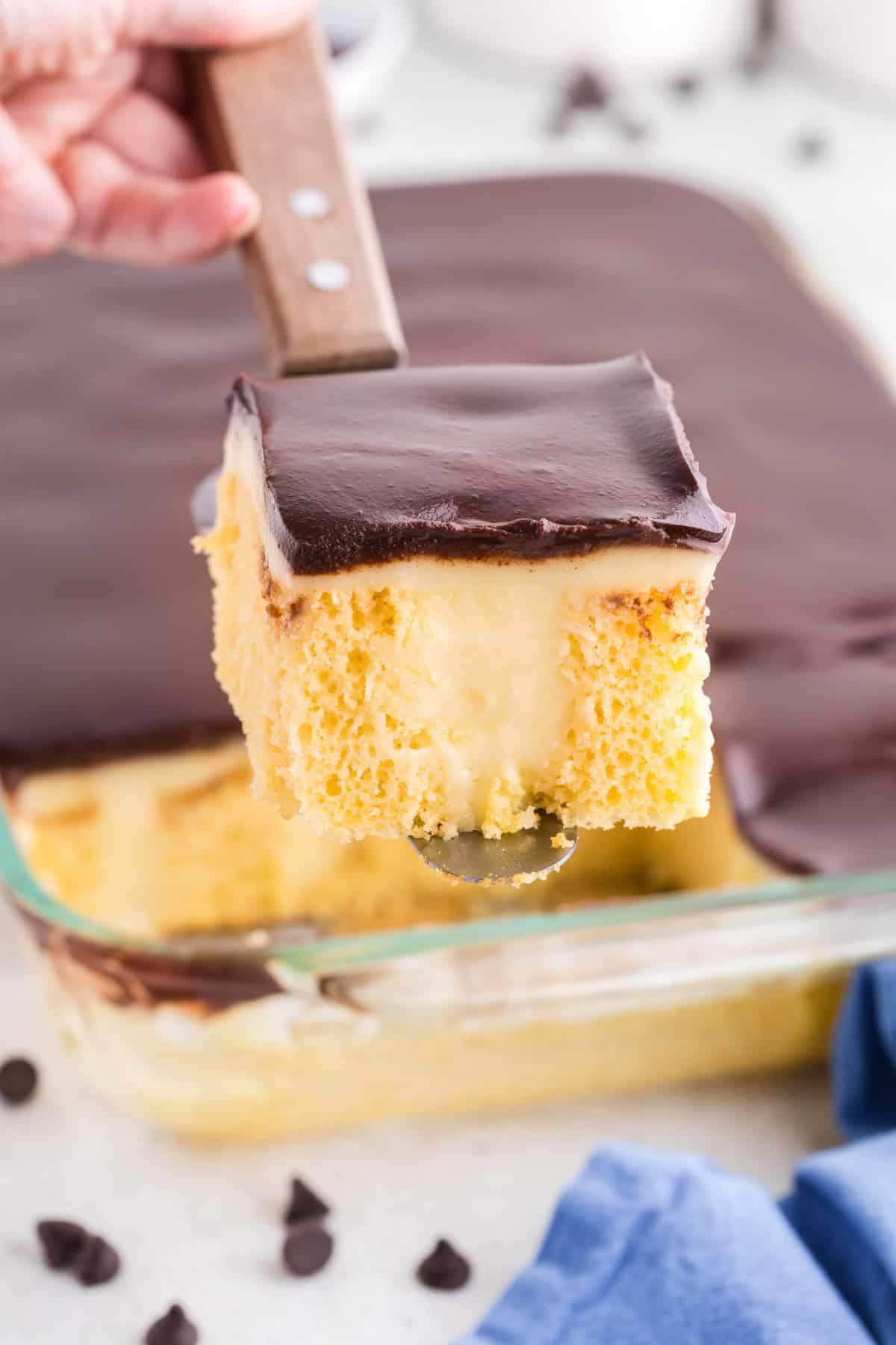 Easy Boston Cream Poke Cake Recipe (with Cake Mix and Pudding)