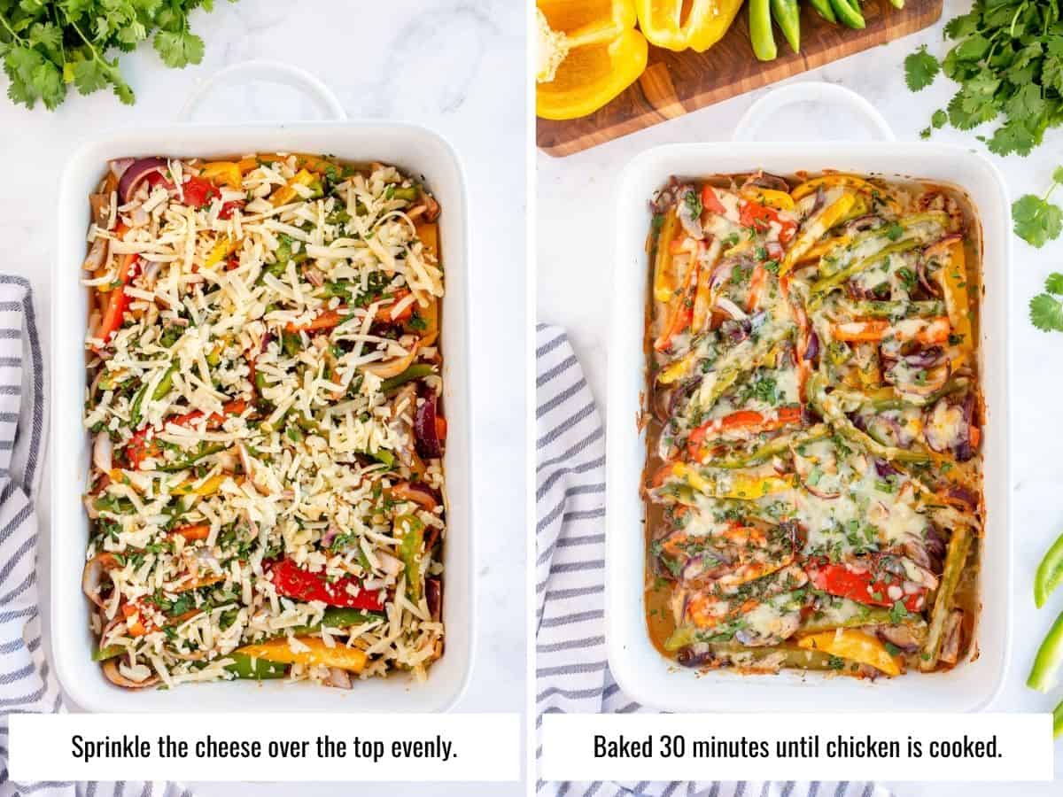 step by step assembly for chicken fajita casserole
