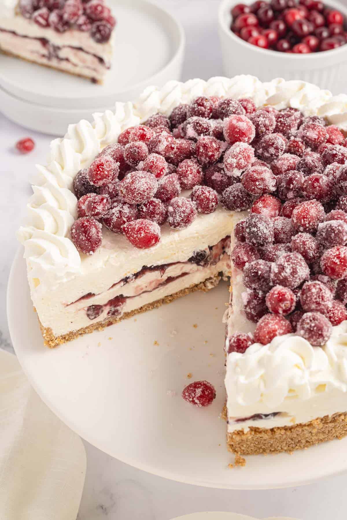 No-Bake Christmas Cheesecake (White Chocolate & Cranberry)