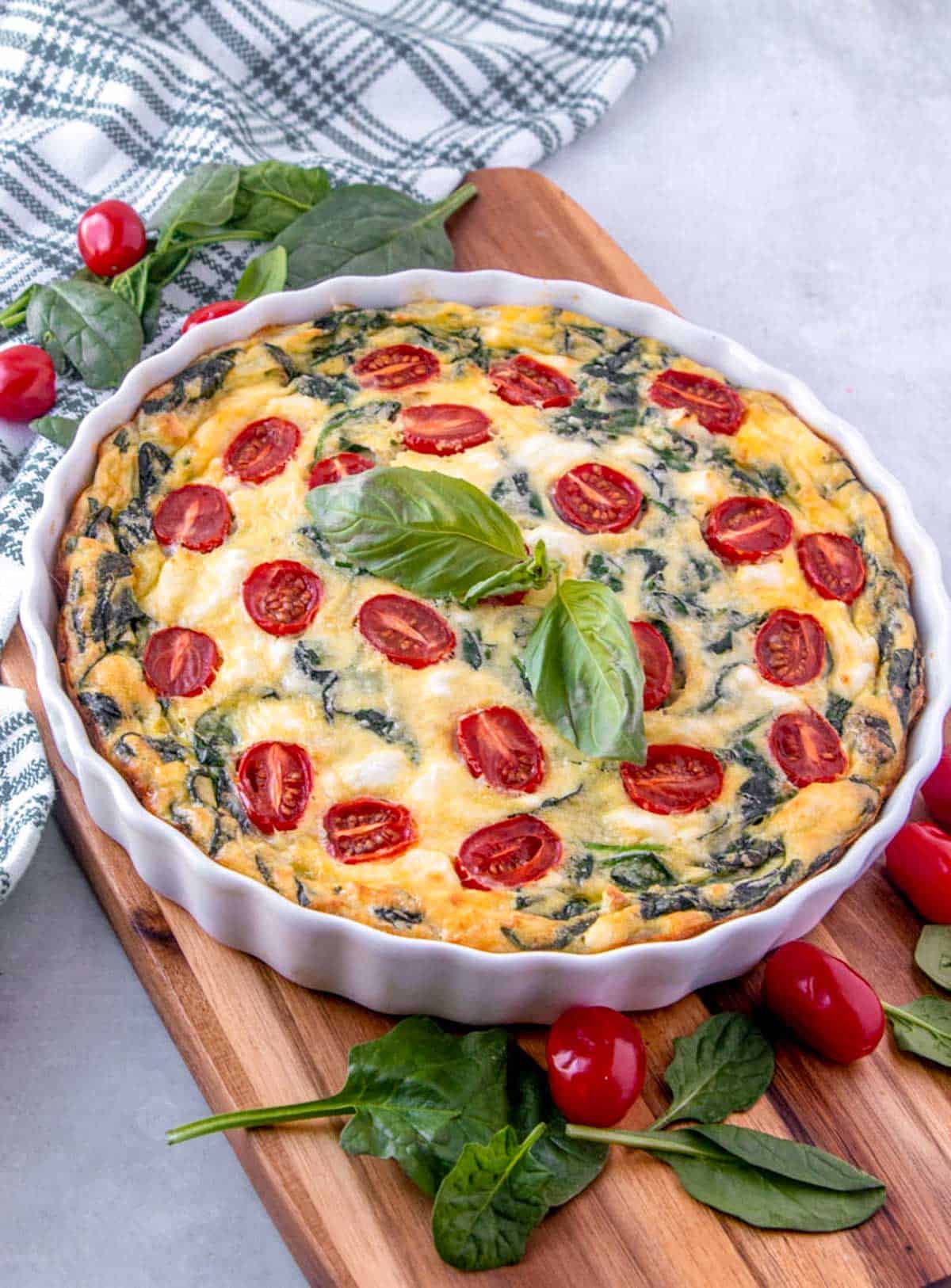 Crustless Spinach Quiche (with Tomatoes and Feta)
