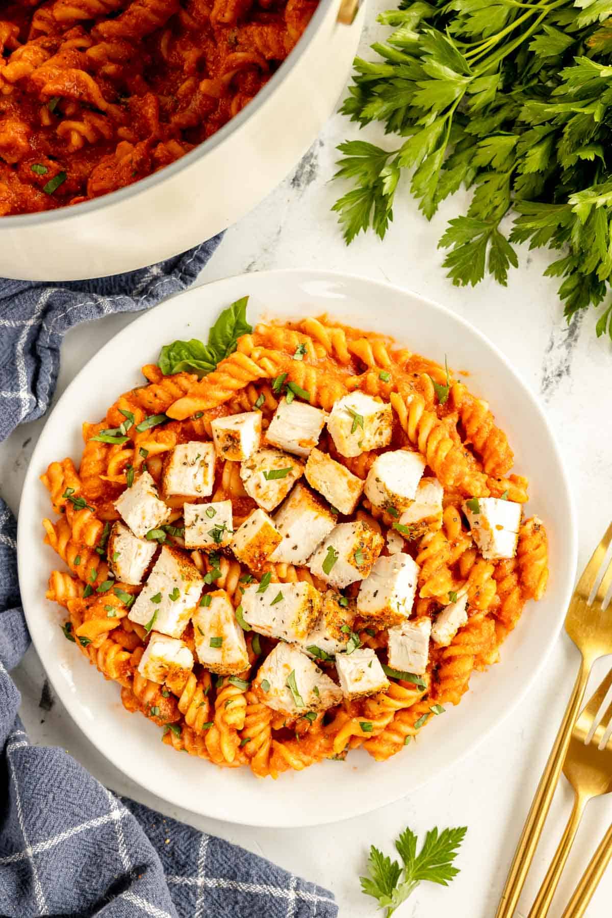 Easy Cheesy Tomato Chicken Pasta