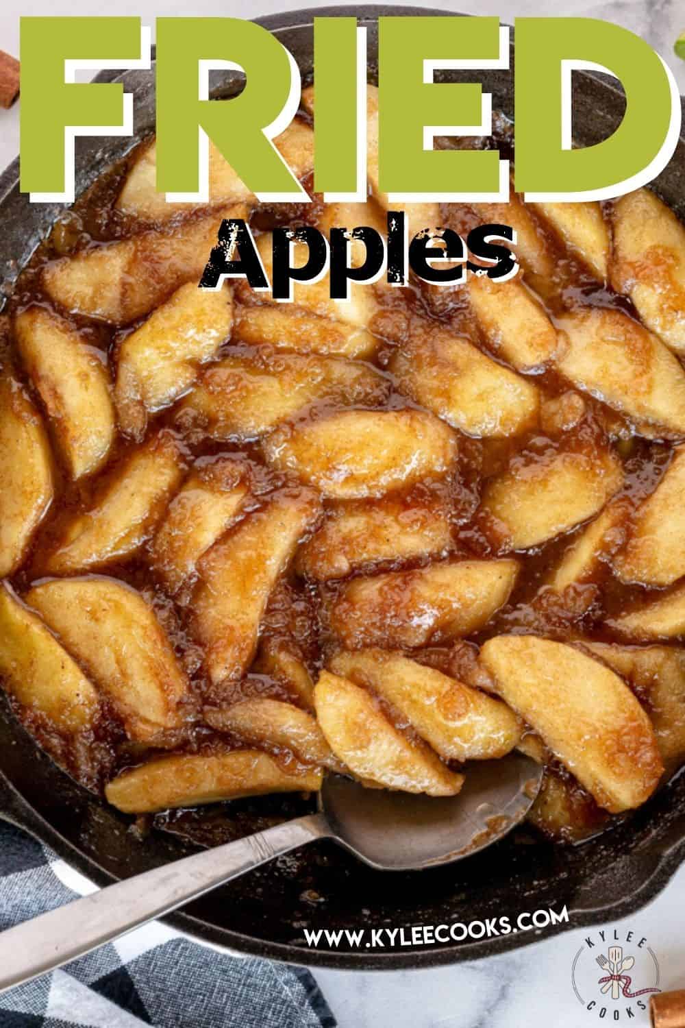 fried apples with recipe name overlaid in text