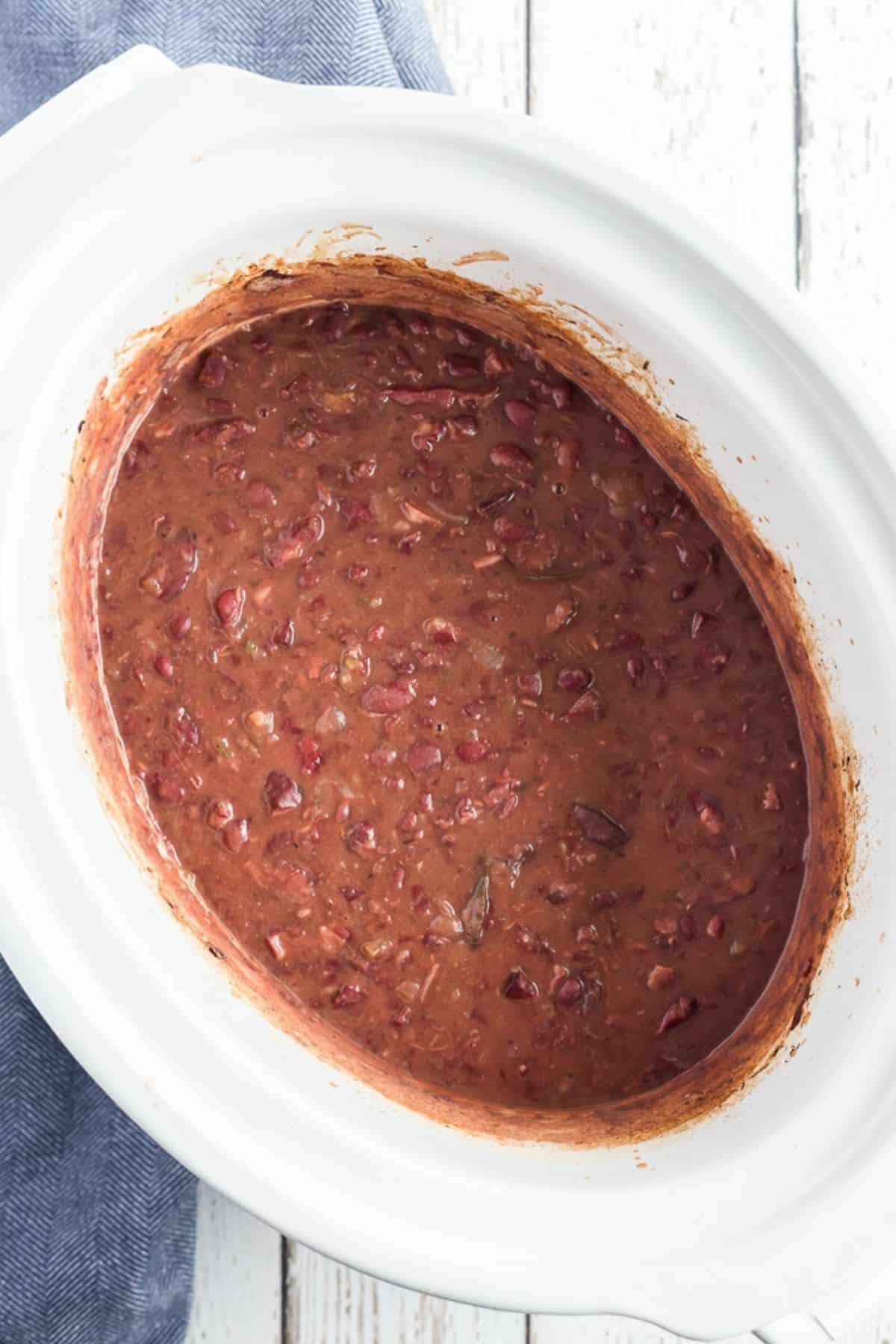 cooked red beans in slow cooker