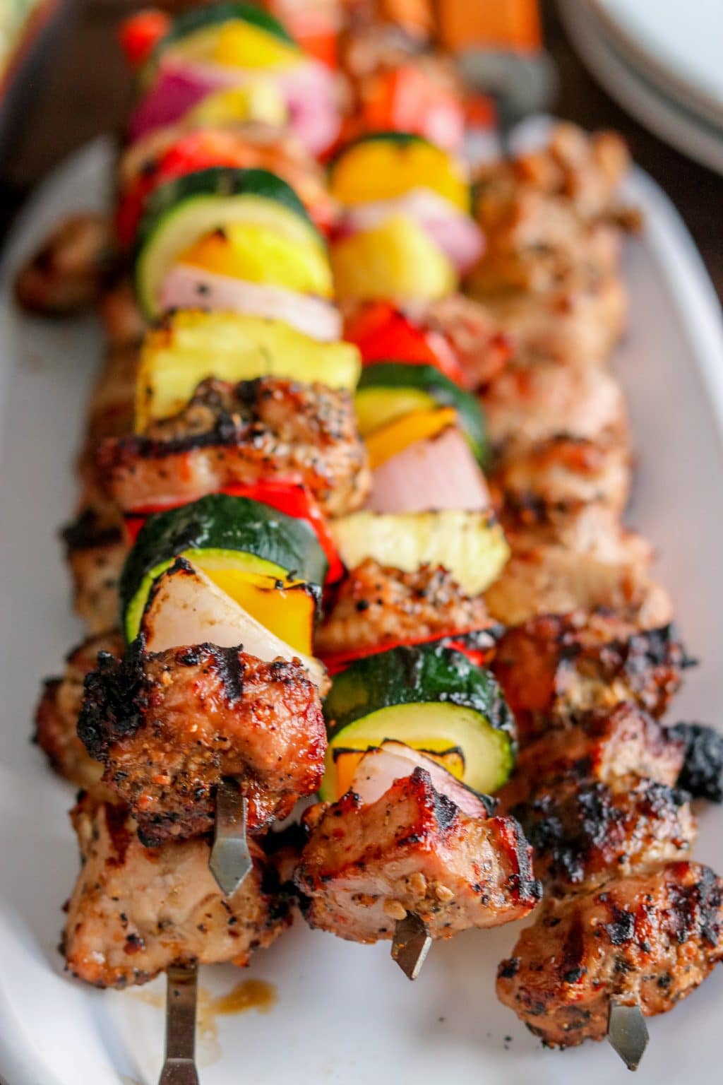 Roasted Garlic & Black Pepper Grilled Pork Kabobs